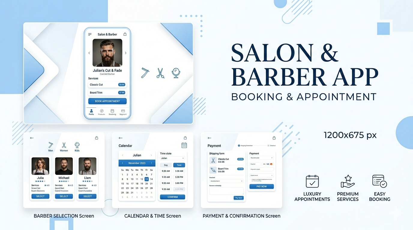 Multiple Barbershops, Salons Booking App
